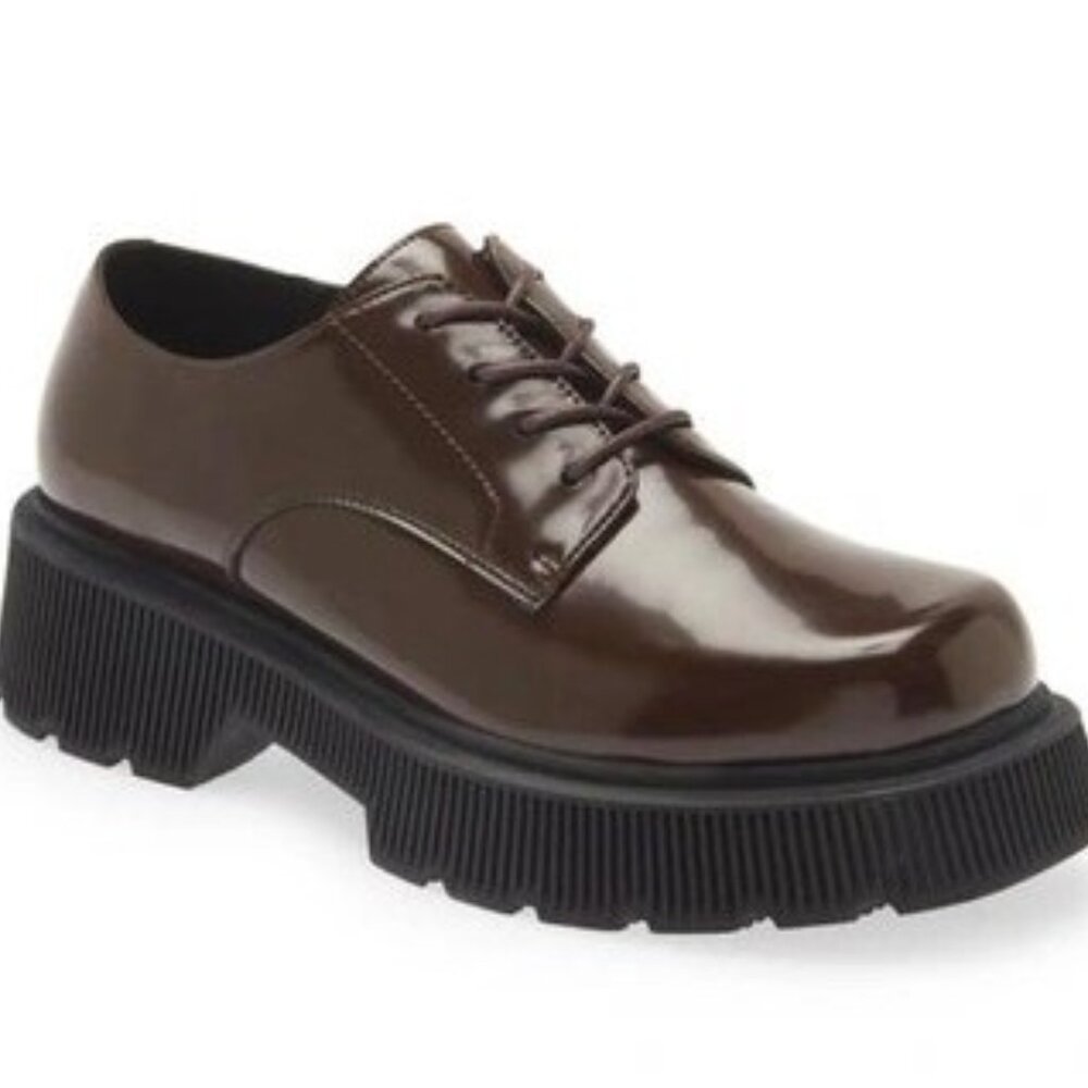Jeffrey Campbell THE OFFICE PLATFORM DERBY IN BROWN BOX LIKE NEW